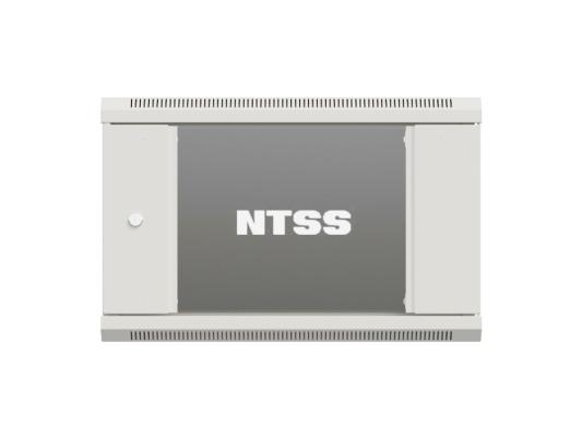 Шкаф настенный телекоммуникационный NTSS W 9U 600х450х500мм, 2 профиля 19, дверь стеклянная, боковые стенки съемные, задняя стенка, разобранный, серый RAL 7035 NTSS-W9U6045GS-2