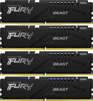 Оперативная память для компьютера 64Gb (4x16Gb) PC5-41600 5200MHz DDR5 DIMM CL40 Kingston Fury Beast KF552C40BBK4-64