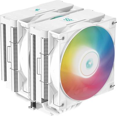 DEEPCOOL AG620 DIGITAL WH ARGB LGA1700/1200/115X/AM5/AM4 (8шт/кор, TDP 260W, PWM, DUAL Fan 120mm, 6 тепл. трубок, белый) RET