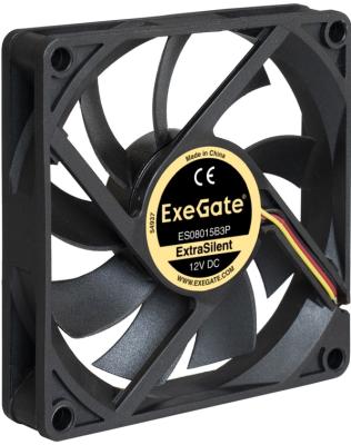 Вентилятор для корпуса Exegate EX288923RUS ExtraSilent ES08015B3P (80x80x15 мм, 2-Ball (двойной шарикоподшипник), 3pin, 1600RPM, 22dBA)