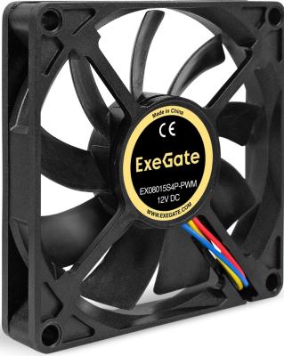 Вентилятор для корпуса Exegate 12В DC EX08015S4P-PWM (80x80x15 мм, Sleeve bearing (подшипник скольжения), 4pin, PWM, 25.5dBA)
