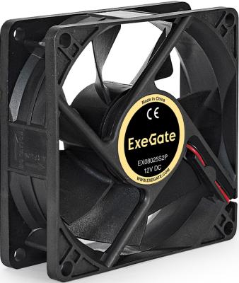 Вентилятор для корпуса Exegate 12В DC EX08025S2P (80x80x25 мм, Sleeve bearing (подшипник скольжения), 2pin (разъем 2.54), 2200RPM, 22.5dBA)