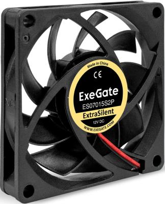 Вентилятор для корпуса ExeGate 12В DC ExtraSilent ES07015S2P (70x70x15 мм, Sleeve bearing (подшипник скольжения), 2pin, 2000RPM, 18dBA)