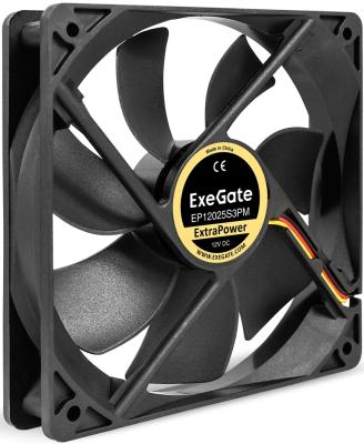 Вентилятор для корпуса Exegate 12В DC ExtraPower EP12025S3PM (120x120x25 мм, Sleeve bearing (подшипник скольжения), 3pin+Molex, 1800RPM, 28dBA)