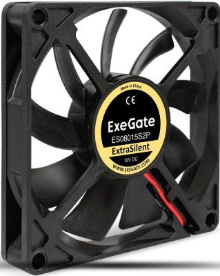Вентилятор для корпуса Exegate 12В DC ExtraSilent ES08015S2P (80x80x15 мм, Sleeve bearing (подшипник скольжения), 2pin, 1600RPM, 16,5dBA)