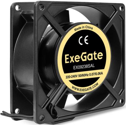 Вентилятор 220В AC ExeGate EX09238SAL (92x92x38 мм, Sleeve bearing (подшипник скольжения, алюминиевый корпус, подводящий провод 30 см, 2700RPM, 39dBA, RTL)