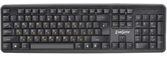 Клавиатура ExeGate LY-331L2 (USB, полноразмерная, влагозащищенная, 104кл., Enter большой, длина кабеля 2,2м, черная, RTL)
