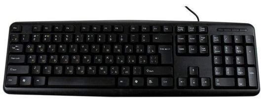 Клавиатура ExeGate LY-331L5 (USB, полноразмерная, влагозащищенная, 104кл., Enter большой, длина кабеля 2,55м, черная, Color box)