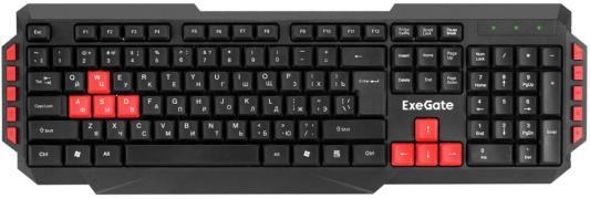 Клавиатура ExeGate Multimedia Professional Standard LY-505M (USB, полноразмерная, влагозащищенная, 114кл., Enter большой, 8 красных клавиш, мультимедиа, длина кабеля 1,5м, черная, Color Box)
