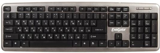 Клавиатура ExeGate Professional Standard LY-401 (USB, полноразмерная, влагозащищенная, 104кл., Enter большой, длина кабеля 1,35м, серебристый корпус, Color Box)