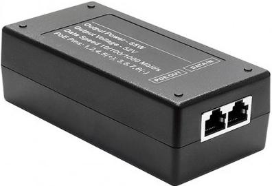PoE-инжектор Gigabit Ethernet на 1 порт, мощностью до 65W. Совместим с оборудованием PoE IEEE 802.3af/at/bt. Мощность PoE на порт - до 65W. Напряжение PoE - 52V(конт. 1,2,4,5(+), 3,6,7,8(-)). Порты: вх. - 1 x RJ45(10/100/1000 Base-T), вых. 1 x RJ45(10/100/1000 Base-T, PoE 52V). Встроенная грозозащита 3kV. Питание: AC100-240V. Размеры (ШхВхГ): 60x40x120мм. Вес: 0,3кг. Рабочая температура -10...+65 гр.С
