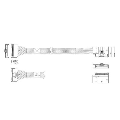 P7360GB00800-1    Cable MCIO x8 74P (прямой Straight Type)  -TO-  MCIO x8 74P (угловой Right Exit) , 85 Ohm, L:80cm (CMCMC)