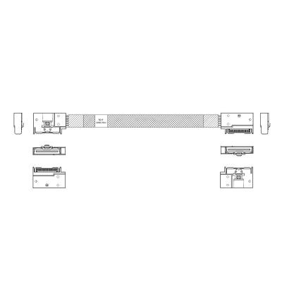 P732FGB00800-1    Cable MCIO x8 74P (угловой Left Exit)  -TO-  MCIO x8 74P (угловой Left Exit) , 85 Ohm, L:80cm (CMCMC)