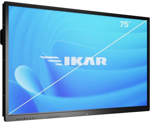 Панель Ikar 75" ИП 75-214-410 черный IPS LED 8ms 16:9 DVI HDMI M/M Cam матовая 1200:1 400cd 178гр/178гр 3840x2160 VGA DP UHD USB 70кг (RUS)