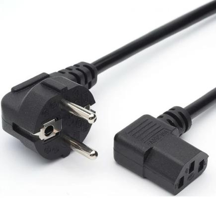 Кабель питания GoPower евровилка-C13 (f) 1.8м ПВХ 0.75 мм угловой черный (1/125)