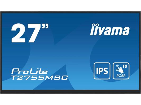 Монитор 27" Iiyama ProLite T2755MSC-B1 черный, IPS LED, 5ms, 16:9, 1920x1080, 400 cd/m?, 178°/178°, 60Hz, HDMI, DP, USB, матовая, Touch, FHD