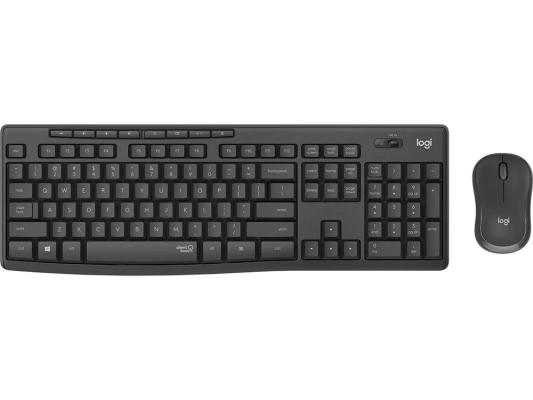 Комплект беспроводной клавиатура + мышь Logitech MK295, USB-радиоканал, технология Silent Touch (бесшумная), черный