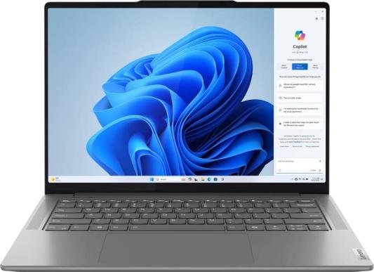 Ноутбук/ Lenovo Yoga Pro 7 14AHP9 14.5"(3072x1920 IPS)/AMD Ryzen 7 8845HS(3.8Ghz)/16384Mb/1024SSDGb/noDVD/Int:AMD Radeon 780M/Cam/BT/WiFi/73WHr/war 1y/1.49kg/luna grey/Win11Home + 140W, RU kbd