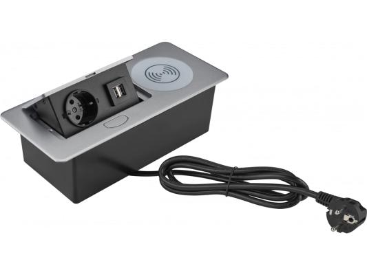 Розетка Cactus CS-SOCKET-USBA-WLESS для столешницы серебристый