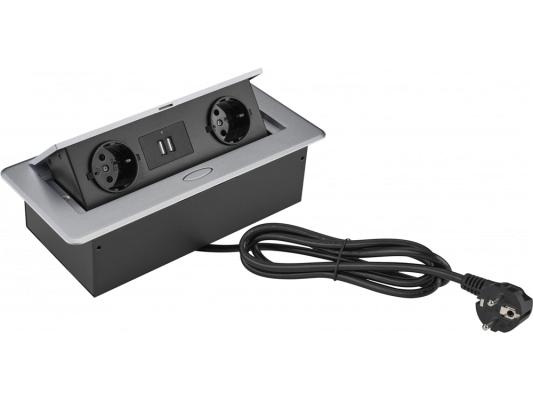 Розетка Cactus CS-SOCKET-EU/USBA-GY для столешницы серый