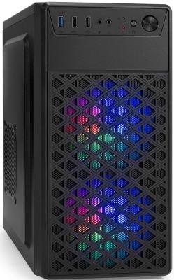 Корпус Minitower ExeGate mEVO-7803 (mATX, без БП, 2*USB+1*USB3.0, HD аудио, черный, 2 вент. 12см с RGB подсветкой)