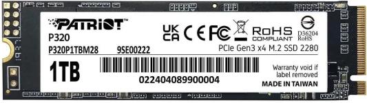 Твердотельный накопитель SSD M.2 1 Tb Patriot P320 Read 3000Mb/s Write 2200Mb/s 3D NAND P320P1TBM28