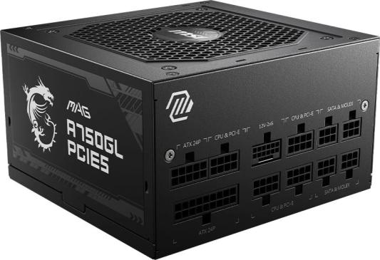 Блок питания ATX 750 Вт MSI MAG A750GL (ATX 3.0, 80+ Gold, Fully Modular, PCIE5, RTL) (306-7ZP8B11-CE0)