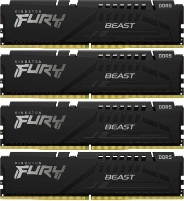 Оперативная память для компьютера 128Gb (4x32Gb) PC5-41600 5200MHz DDR5 DIMM CL40 Kingston Fury Beast Black KF552C40BBK4-128
