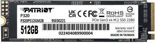 Твердотельный накопитель SSD M.2 512 Gb Patriot P320 Read 3000Mb/s Write 2200Mb/s 3D NAND P320P512GM28