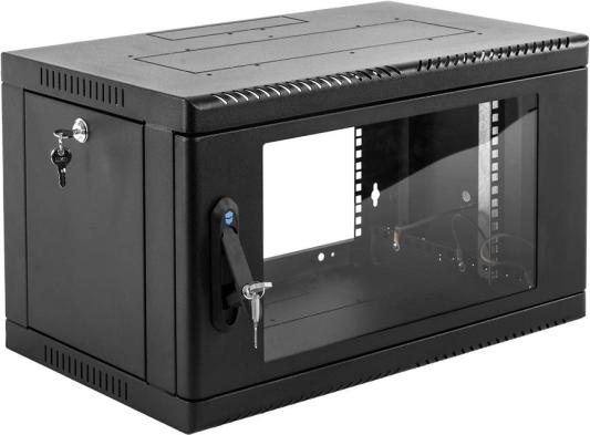 ЦМО Шкаф телекоммуникационный настенный сварной 6U (600  350) съёмные стенки, дверь стекло, чёрный