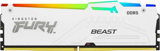 Оперативная память для компьютера 16Gb (1x16Gb) PC5-41600 5200MHz DDR5 DIMM CL36 Kingston Fury Beast White RGB KF552C36BWEA-16
