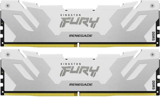 Оперативная память для компьютера 32Gb (2x16Gb) PC5-51200 6400MHz DDR5 DIMM CL32 Kingston Fury Renegade White KF564C32RWK2-32