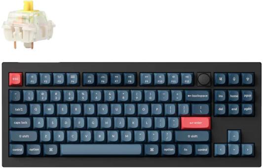 Классическая TKL (80%) механическая клавиатура Keychron V3 Max - 3 типа подключения, 87 клавиш, цвет Carbon Black, переключатели Gateron Jupiter Banana