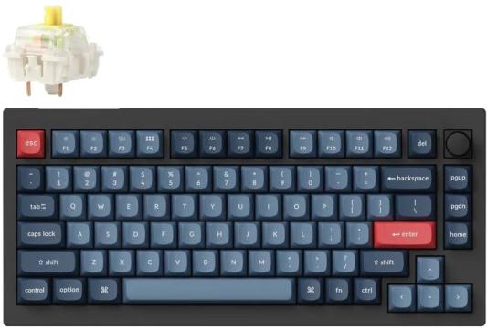 Компактная (75%) механическая клавиатура Keychron V1 Max - 3 типа подключения, 81 клавиша, цвет Carbon Black, переключатели Gateron Jupiter Banana