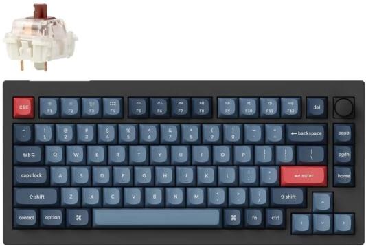 Компактная (75%) механическая клавиатура Keychron V1 Max - 3 типа подключения, 81 клавиша, цвет Carbon Black, переключатели Gateron Jupiter Brown