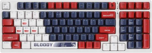 Клавиатура A4TECH Bloody S98 Sports Navy BLMS Plus,  USB, синий + белый [s98 sports navy blms red plus]