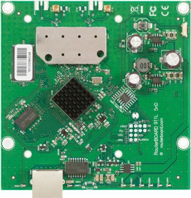 MikroTik 911 Lite5 dual with 600MHz Atheros CPU, 64MB RAM, 1x LAN, built-in 5Ghz 802.11a/n  2x2 two chain wireless, 2xMMCX connectors, RouterOS L3