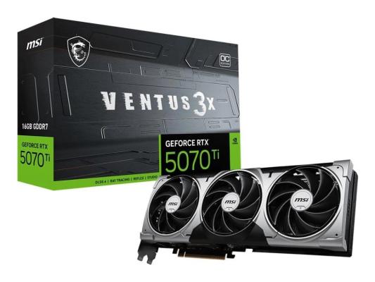 Видеокарта MSI nVidia GeForce RTX 5070Ti 16G VENTUS 3X OC () RTL (RTX 5070 Ti 16G VENTUS 3X OC)