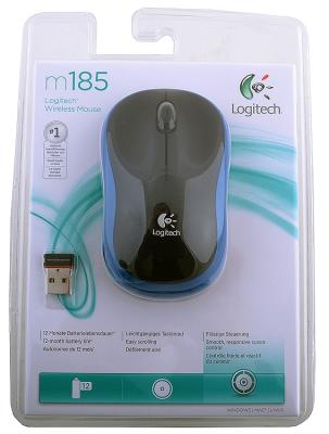 Мышь беспроводная Logitech M185 чёрный синий USB 910-002239/910-002236