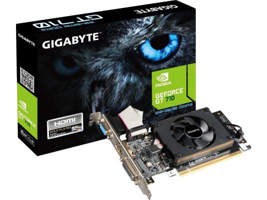 Видеокарта Gigabyte PCI-E GV-N710D3-2GL 2.0 NVIDIA GeForce GT 710 2Gb 64bit DDR3 954/1600 DVIx1 HDMIx1 CRTx1 HDCP Ret low profile