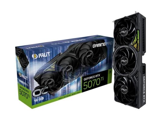 Видеокарта Palit PCI-E 5.0 RTX5070Ti GAMINGPRO OC NVIDIA GeForce RTX 5070TI 16Gb 256bit GDDR7 2295/28000 HDMIx1 DPx3 HDCP Ret