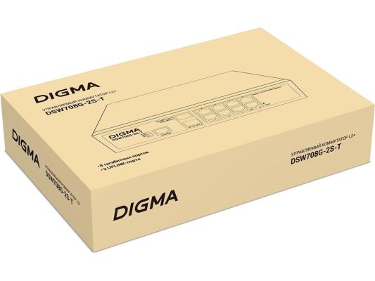 Коммутатор Digma DSW708G-2S-T (L2+) 8x1Гбит/с 2SFP управляемый