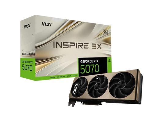 Видеокарта MSI RTX5070 INSPIRE 3X OC 12GB GDDR7 192bit 3xDP HDMI 3FAN RTL