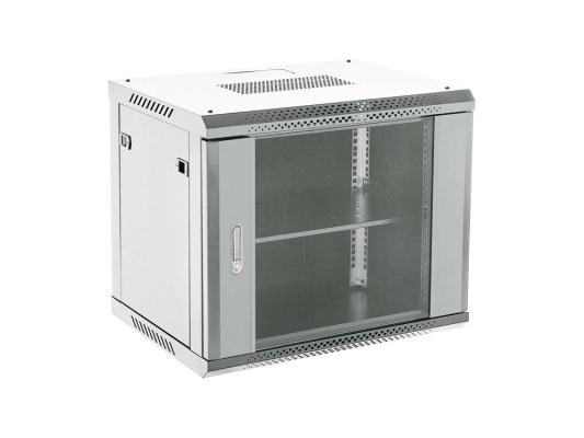 Шкаф коммутационный Rexant (04-0964-111) настенный 9U 600x450мм пер.дв.стекл металл 2 бок.пан. направл.под винты 60кг серый 13.75кг 230град. 368мм IP20 сталь