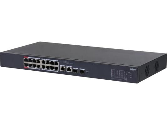 Коммутатор Dahua DH-CS4218-16ET-190 (L2) 16x100Мбит/с 2x1Гбит/с 2xКомбо(1000BASE-T/SFP) 2SFP 16PoE 190W управляемый
