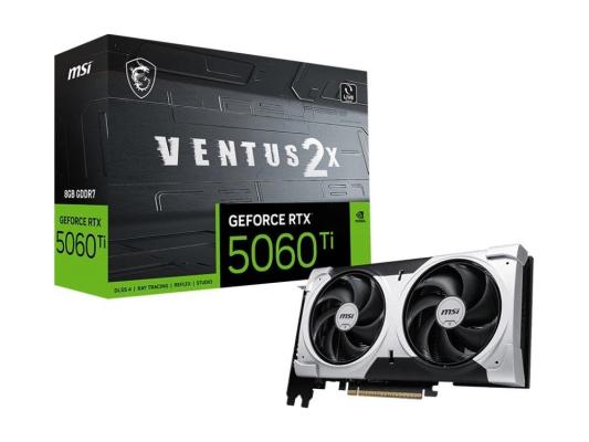 Видеокарта MSI PCI-E 5.0 RTX 5060 Ti 8G VENTUS 2X PLUS NVIDIA GeForce RTX 5060TI 8Gb 128bit GDDR7 2572/28000 HDMIx1 DPx3 HDCP Ret