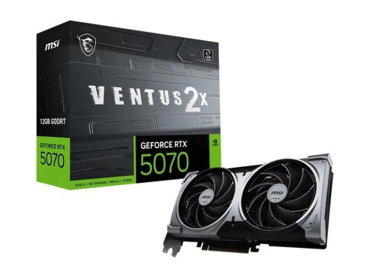 Видеокарта MSI PCI-E 5.0 RTX 5070 12G VENTUS 2X NVIDIA GeForce RTX 5070 12Gb 192bit GDDR7 2512/28000 HDMIx1 DPx3 HDCP Ret