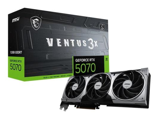 Видеокарта MSI PCI-E 5.0 RTX 5070 12G VENTUS 3X NVIDIA GeForce RTX 5070 12Gb 192bit GDDR7 2512/28000 HDMIx1 DPx3 HDCP Ret