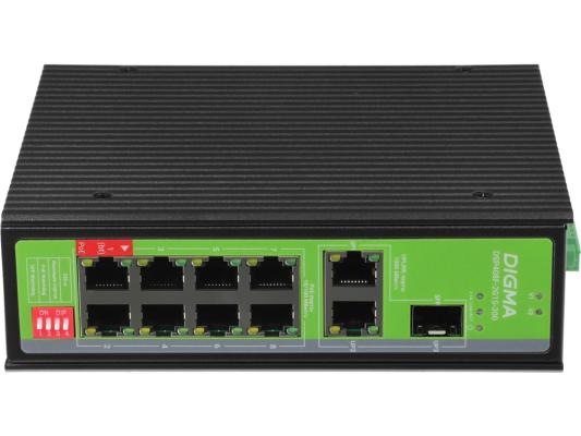 Коммутатор Digma DSP408F-2G1S-300 (L2) 8x100Мбит/с 2x1Гбит/с 1SFP 8PoE 8PoE+ 1PoE++ 300W неуправляемый