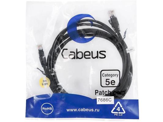 Патч-корд Cabeus PC-UTP-RJ45-Cat.5e-3m-BK UTP, категория 5e, 3 м, неэкранированный, черный